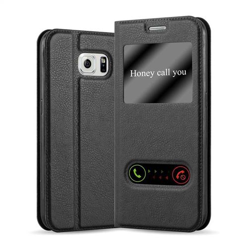 Coque Pour Samsung Galaxy Note 5 En Noir Comète Housse De Protection Étui Avec Fermeture Magnétique, Fonction De Support Et 2 Fenêtres De Visualisation