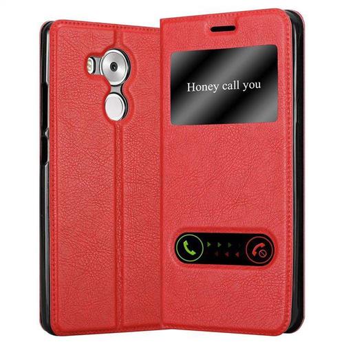 Coque Pour Huawei Mate 8 En Rouge Safran Housse De Protection Étui Avec Fermeture Magnétique, Fonction De Support Et 2 Fenêtres De Visualisation