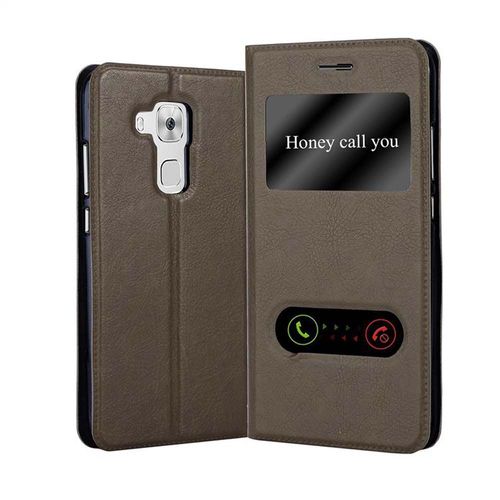 Cadorabo Housse Compatible Avec Huawei Nova Plus En Marron Pierre - Étui De Protection Avec Fermeture Magnétique, Fonction De Support Et 2 Fenêtres De Visualisation