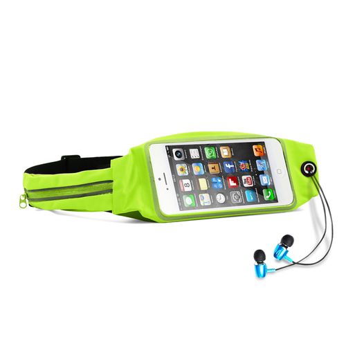 Cadorabo Sac ventral de sport avec compartiment pour bouteille et poche pour téléphone portable en JAUNE FLUO - Poche de ceinture réglable en longueur Poche pour téléphone portable et fermeture éclair