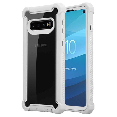 Cadorabo Housse Compatible Avec Samsung Galaxy S10 Plus En Gris Bouleau - Étui De Protection 2 En 1 Avec Bord En Silicone Tpu Et Dos En Verre Acrylique