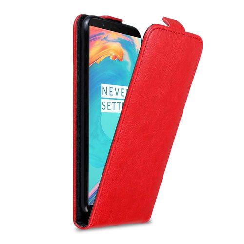 Cadorabo Housse Compatible Avec Oneplus 5t En Rouge De Pomme - Étui De Protection Au Design Flip Avec Fermeture Magnétique