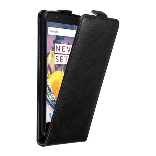 Cadorabo Housse Compatible Avec Oneplus 3 / 3t En Noir Nuit - Étui De Protection Au Design Flip Avec Fermeture Magnétique