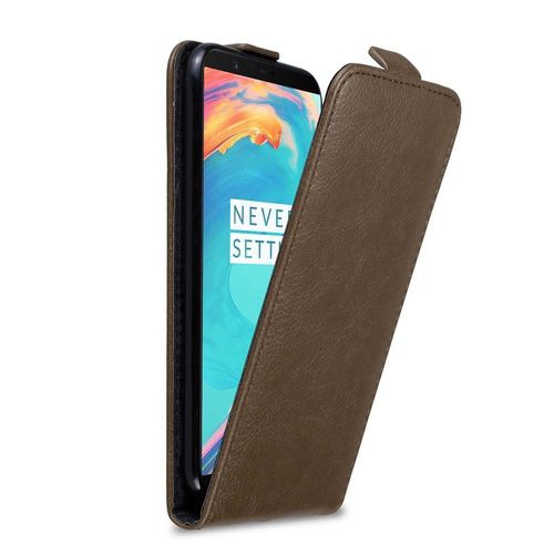 Cadorabo Housse Compatible Avec Oneplus 5t En Marron Café - Étui De Protection Au Design Flip Avec Fermeture Magnétique