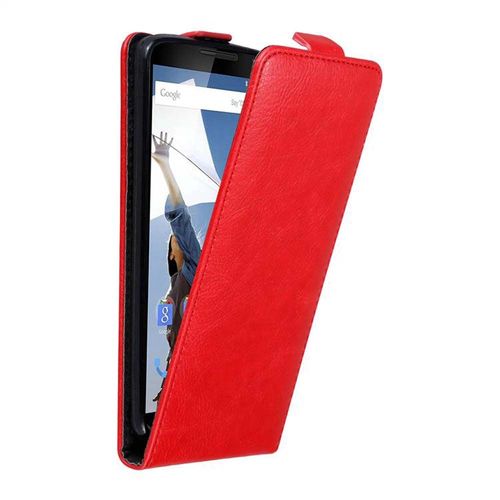 Cadorabo Housse Compatible Avec Motorola Google Nexus 6 En Rouge De Pomme - Étui De Protection Au Design Flip Avec Fermeture Magnétique