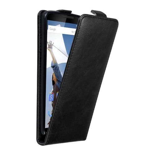 Cadorabo Housse Compatible Avec Motorola Google Nexus 6 En Noir Nuit - Étui De Protection Au Design Flip Avec Fermeture Magnétique