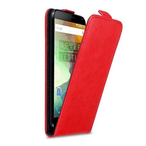 Cadorabo Housse Compatible Avec Oneplus 2 En Rouge De Pomme - Étui De Protection Au Design Flip Avec Fermeture Magnétique