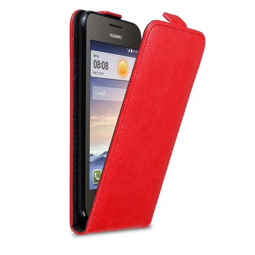 Cadorabo Housse Compatible Avec Huawei Y3 / Y3c / Y330 / Y331 / Y360 En Rouge De Pomme - Étui De Protection Au Design Flip Avec Fermeture Magnétique