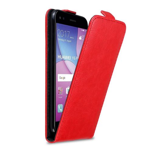 Cadorabo Housse Compatible Avec Huawei Y6 Pro 2017 En Rouge De Pomme - Étui De Protection Au Design Flip Avec Fermeture Magnétique