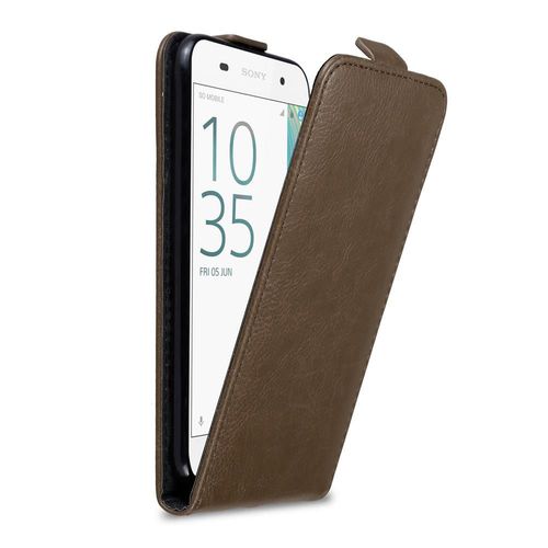 Coque Pour Sony Xperia E5 En Marron Café Housse De Protection Étui Au Design Flip Avec Fermeture Magnétique