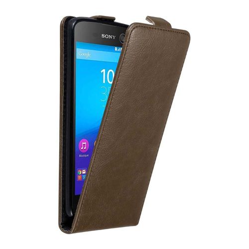 Cadorabo Housse Compatible Avec Sony Xperia M5 En Marron Café - Étui De Protection Au Design Flip Avec Fermeture Magnétique