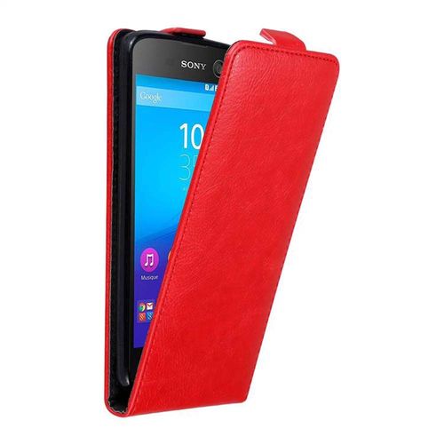 Coque Pour Sony Xperia M5 En Rouge De Pomme Housse De Protection Étui Au Design Flip Avec Fermeture Magnétique