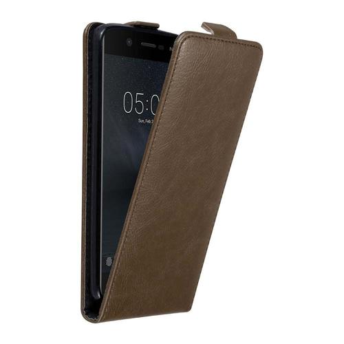 Cadorabo Housse Compatible Avec Nokia 5 2017 En Marron Café - Étui De Protection Au Design Flip Avec Fermeture Magnétique