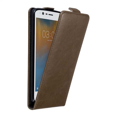 Coque Pour Nokia 3 2017 En Marron Café Housse De Protection Étui Au Design Flip Avec Fermeture Magnétique