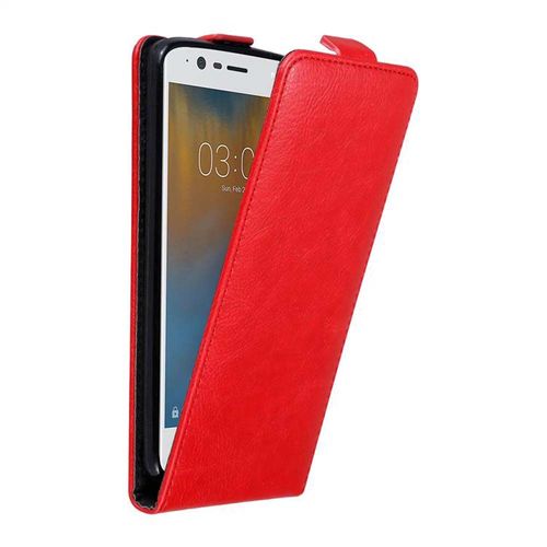 Cadorabo Housse Compatible Avec Nokia 3 2017 En Rouge De Pomme - Étui De Protection Au Design Flip Avec Fermeture Magnétique
