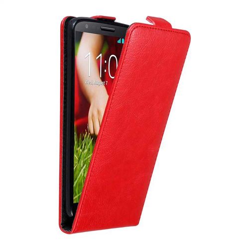 Cadorabo Housse Compatible Avec Lg G2 En Rouge De Pomme - Étui De Protection Au Design Flip Avec Fermeture Magnétique