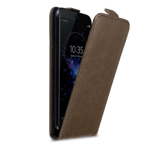 Coque Pour Sony Xperia Xz2 Compact En Marron Café Housse De Protection Étui Au Design Flip Avec Fermeture Magnétique