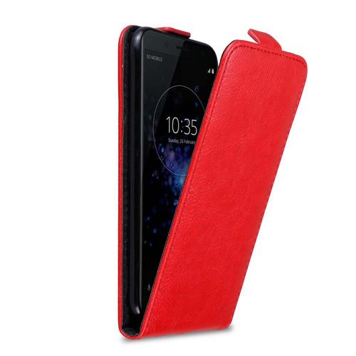 Coque Pour Sony Xperia Xz2 Compact En Rouge De Pomme Housse De Protection Étui Au Design Flip Avec Fermeture Magnétique