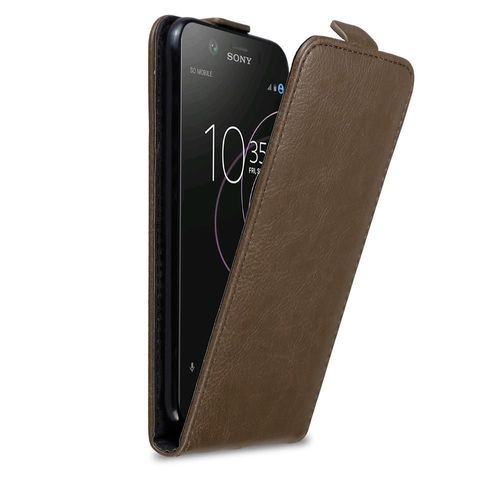 Cadorabo Housse Compatible Avec Sony Xperia Xz1 En Marron Café - Étui De Protection Au Design Flip Avec Fermeture Magnétique