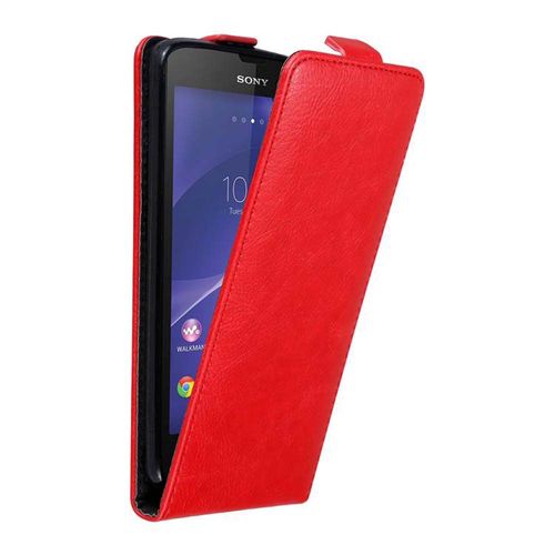 Cadorabo Housse Compatible Avec Sony Xperia T3 En Rouge De Pomme - Étui De Protection Au Design Flip Avec Fermeture Magnétique