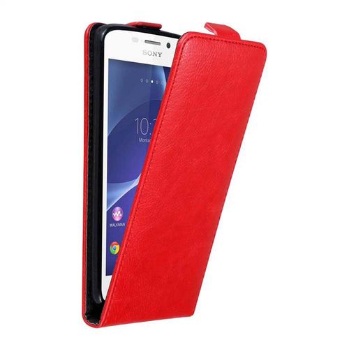 Cadorabo Housse Compatible Avec Sony Xperia M2 / M2 Aqua En Rouge De Pomme - Étui De Protection Au Design Flip Avec Fermeture Magnétique