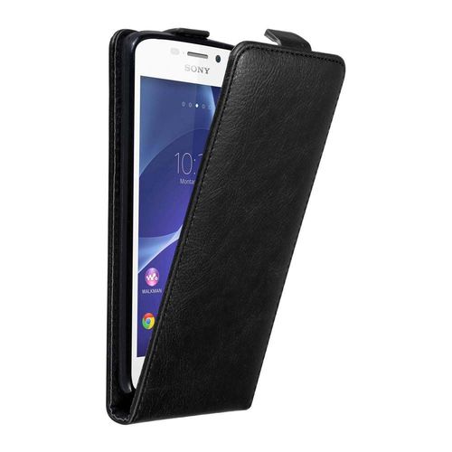 Cadorabo Housse Compatible Avec Sony Xperia M2 / M2 Aqua En Noir Nuit - Étui De Protection Au Design Flip Avec Fermeture Magnétique