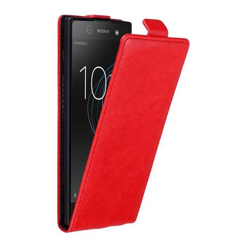 Coque Pour Sony Xperia Xa1 En Rouge De Pomme Housse De Protection Étui Au Design Flip Avec Fermeture Magnétique