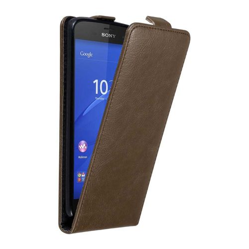 Cadorabo Housse Compatible Avec Sony Xperia Z3 Compact En Marron Café - Étui De Protection Au Design Flip Avec Fermeture Magnétique