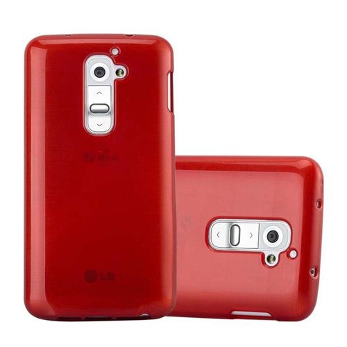 Cadorabo Housse Compatible Avec Lg G2 En Rouge - Étui De Protection En Silicone Tpu Flexible Au Design Brossé