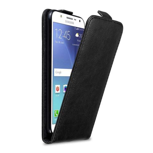 Coque Pour Samsung Galaxy J7 2015 En Noir Nuit Housse De Protection Étui Au Design Flip Avec Fermeture Magnétique