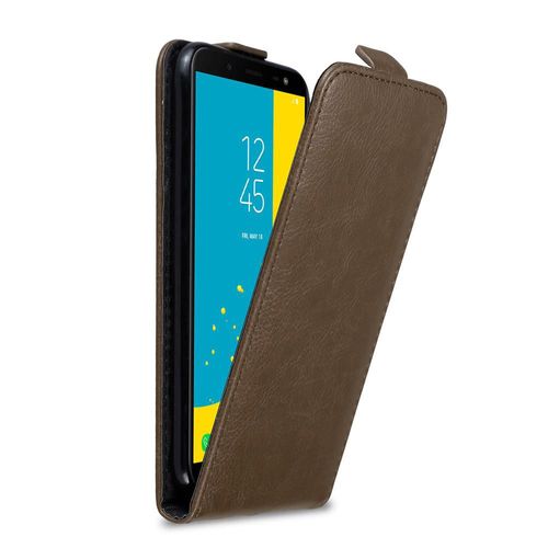 Coque Pour Samsung Galaxy J6 2018 En Marron Café Housse De Protection Étui Au Design Flip Avec Fermeture Magnétique
