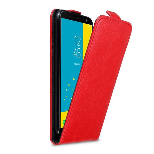 Coque Pour Samsung Galaxy J6 2018 En Rouge De Pomme Housse De Protection Étui Au Design Flip Avec Fermeture Magnétique