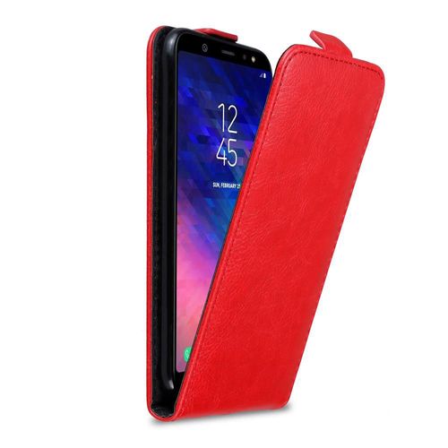 Cadorabo Housse Compatible Avec Samsung Galaxy A6 Plus 2018 En Rouge De Pomme - Étui De Protection Au Design Flip Avec Fermeture Magnétique