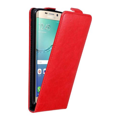 Cadorabo Housse Compatible Avec Samsung Galaxy S6 Edge Plus En Rouge De Pomme - Étui De Protection Au Design Flip Avec Fermeture Magnétique