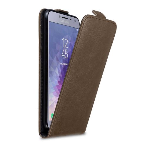 Cadorabo Housse Compatible Avec Samsung Galaxy J4 2018 En Marron Café - Étui De Protection Au Design Flip Avec Fermeture Magnétique