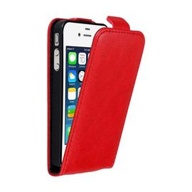 Cadorabo Housse Compatible Avec Apple Iphone 4 / 4s En Rouge De Pomme - Étui De Protection Au Design Flip Avec Fermeture Magnétique