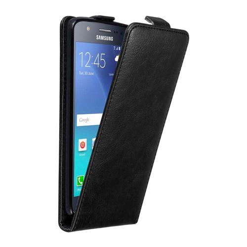 Coque Pour Samsung Galaxy J5 2015 En Noir Nuit Housse De Protection Étui Au Design Flip Avec Fermeture Magnétique