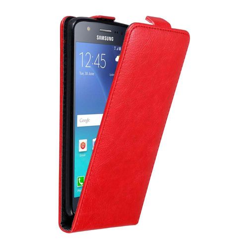 Cadorabo Housse Compatible Avec Samsung Galaxy J5 2015 En Rouge De Pomme - Étui De Protection Au Design Flip Avec Fermeture Magnétique