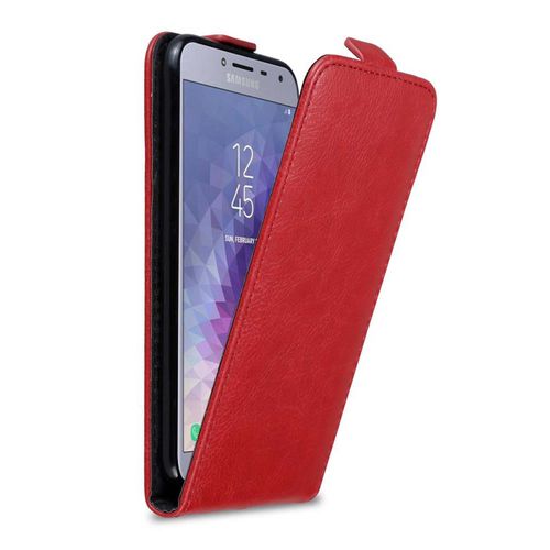 Coque Pour Samsung Galaxy J4 2018 En Rouge De Pomme Housse De Protection Étui Au Design Flip Avec Fermeture Magnétique