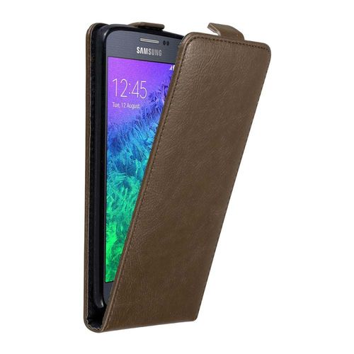 Cadorabo Housse Compatible Avec Samsung Galaxy Alpha En Marron Café - Étui De Protection Au Design Flip Avec Fermeture Magnétique