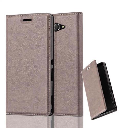 Cadorabo Housse Compatible Avec Sony Xperia M2 / M2 Aqua En Marron Café - Étui De Protection Avec Fermeture Magnétique, Fonction De Support Et Compartiment Pour Carte