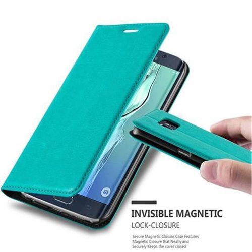 Cadorabo Housse Compatible Avec Samsung Galaxy S6 Edge En Turquoise Pétrole - Étui De Protection Avec Fermeture Magnétique, Fonction De Support Et Compartiment Pour Carte