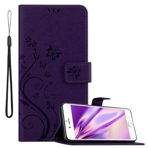 Cadorabo Housse Compatible Avec Apple Iphone 6 Plus / 6s Plus En Lilas Foncé Floral - Étui De Protection Au Design Floral Avec Fermeture Magnétique, Fonction De Support Et Emplacements Pour Cartes