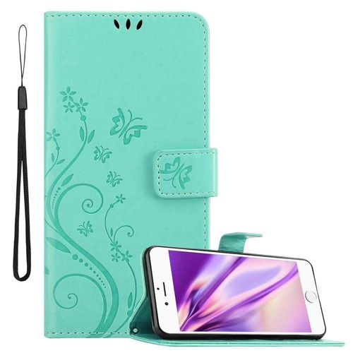 Coque Pour Apple Iphone 6 / 6s En Turquoise Floral Housse De Protection Étui Au Design Floral Avec Fermeture Magnétique, Fonction De Support Et Emplacements Pour Cartes