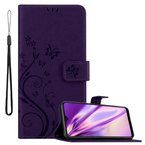 Coque Pour Samsung Galaxy A10 / M10 En Lilas Foncé Floral Housse De Protection Étui Au Design Floral Avec Fermeture Magnétique, Fonction De Support Et Emplacements Pour Cartes