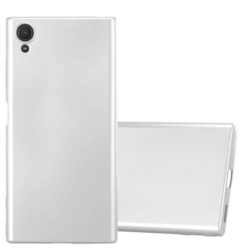 Cadorabo Housse Compatible Avec Sony Xperia Xa1 Plus En Metallic Argent - Étui De Protection En Silicone Tpu Flexible