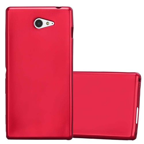 Cadorabo Housse Compatible Avec Sony Xperia M2 / M2 Aqua En Metallic Rouge - Étui De Protection En Silicone Tpu Flexible