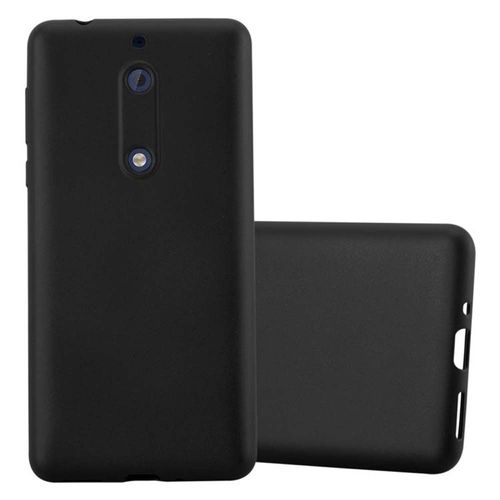 Cadorabo Housse Compatible Avec Nokia 5 2017 En Metallic Noir - Étui De Protection En Silicone Tpu Flexible