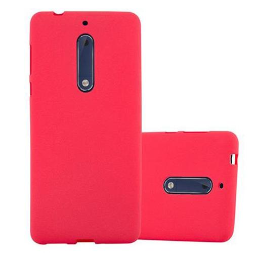 Cadorabo Housse Compatible Avec Nokia 5 2017 En Frost Rouge - Étui De Protection En Silicone Tpu Flexible