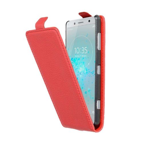 Coque Pour Sony Xperia Xz2 Compact En Rouge Cerise Housse De Protection Étui Au Design Flip En Similicuir Structuré